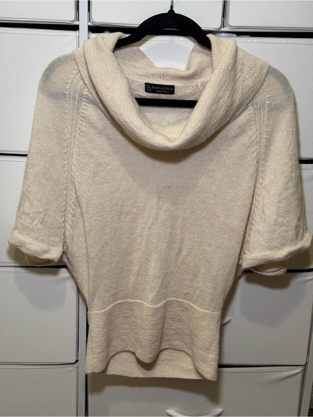 Cream Cowl Neck Short Sleeve Sweater